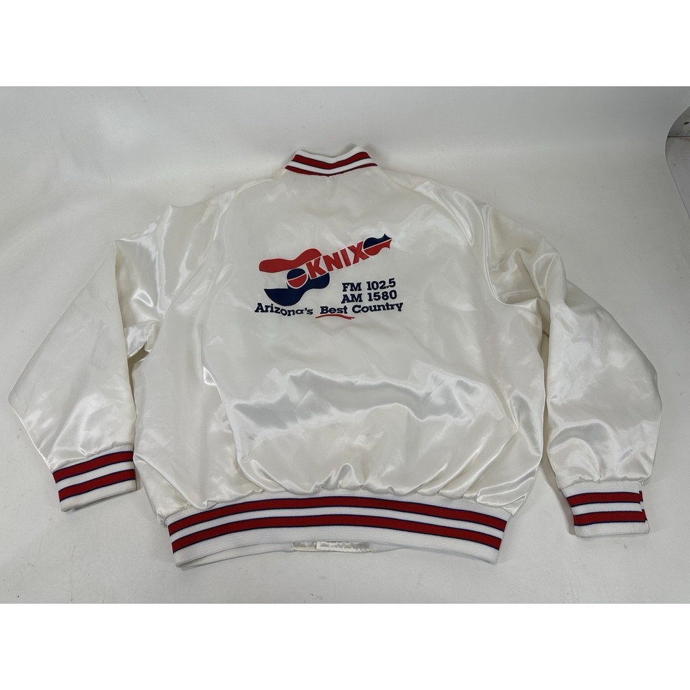 Knix FM 102.5 Satin Jacket Vintage White Size XL Aristo‎ Jac